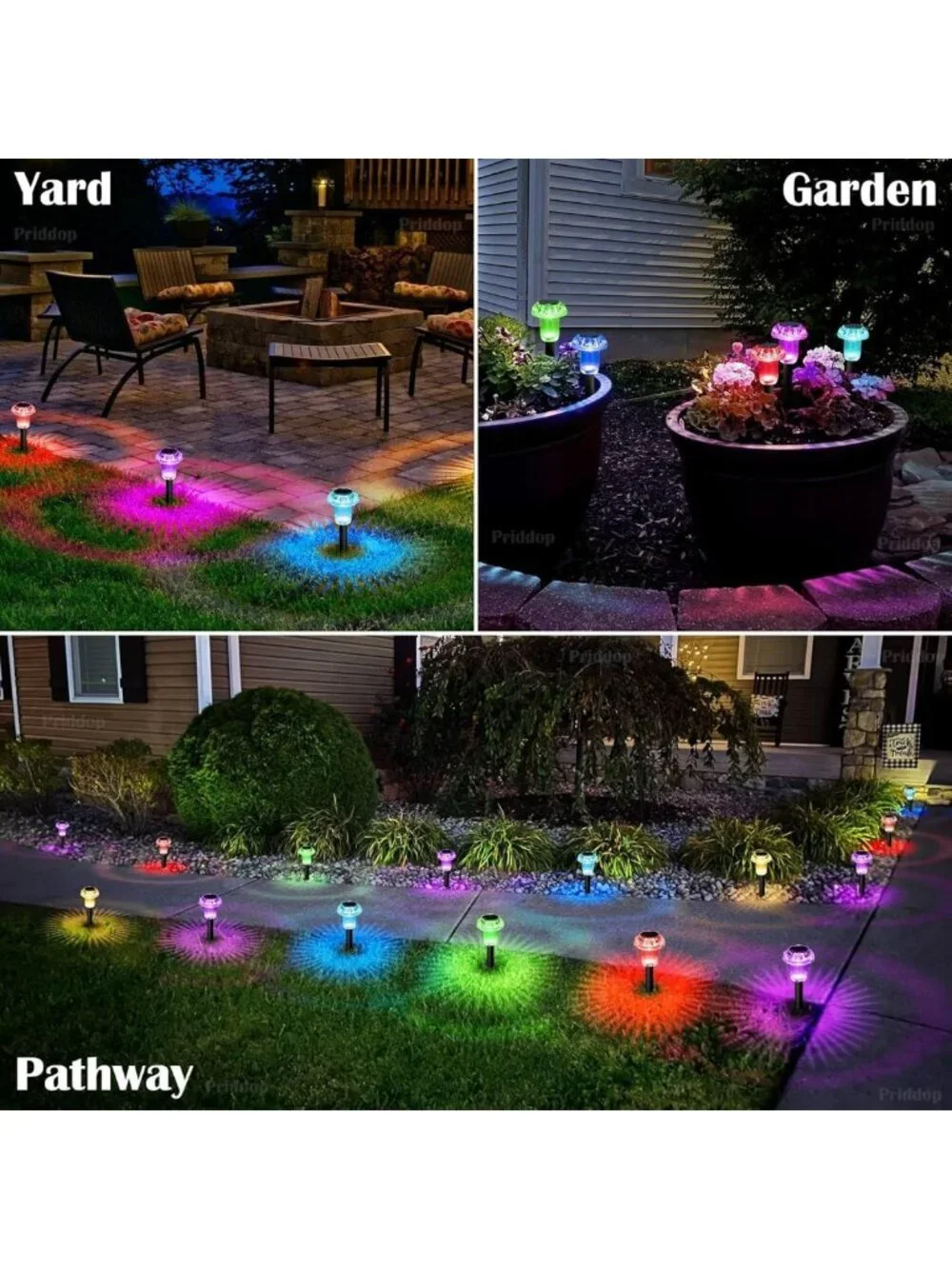 Color Changing LED Solar Christmas Lights - Waterproof Outdoor 8 Pack Decor